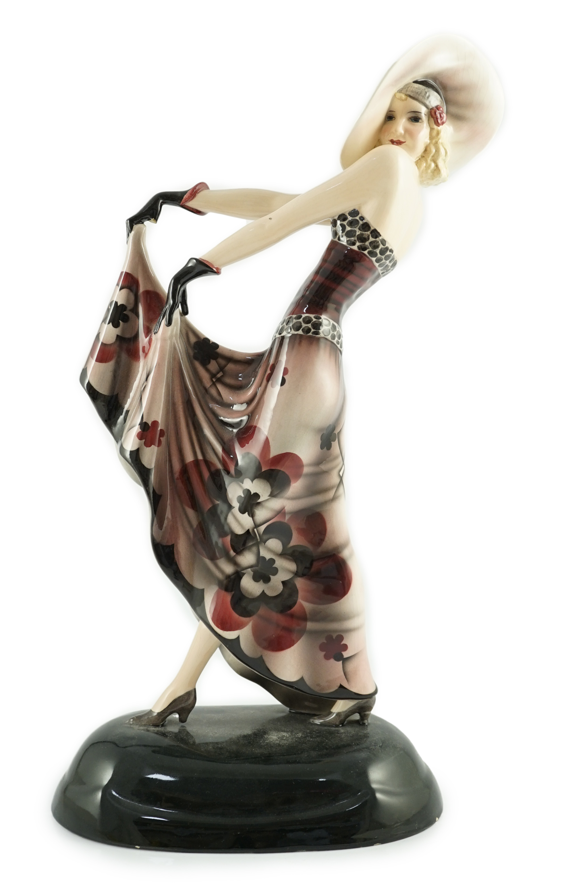 Stefan Dakon for Goldscheider, an Art Deco pottery figure ‘Blonde Dream’ (Lillian Harvey), c.1933, minor damage